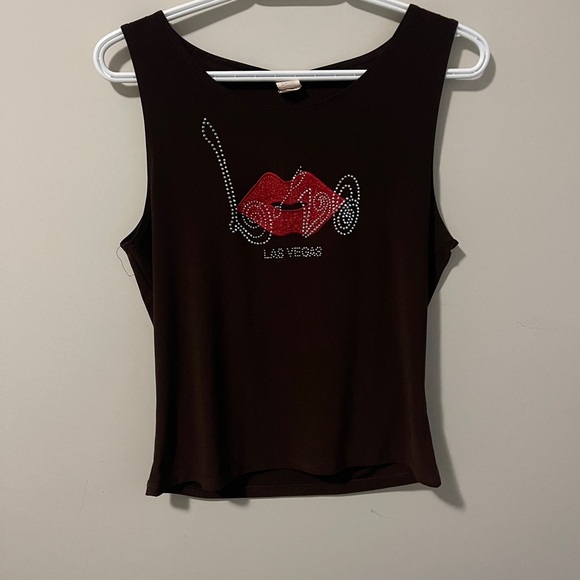 Vintage Las Vegas Love LV Bedazzled Top Small/Medium - Picture 1 of 3